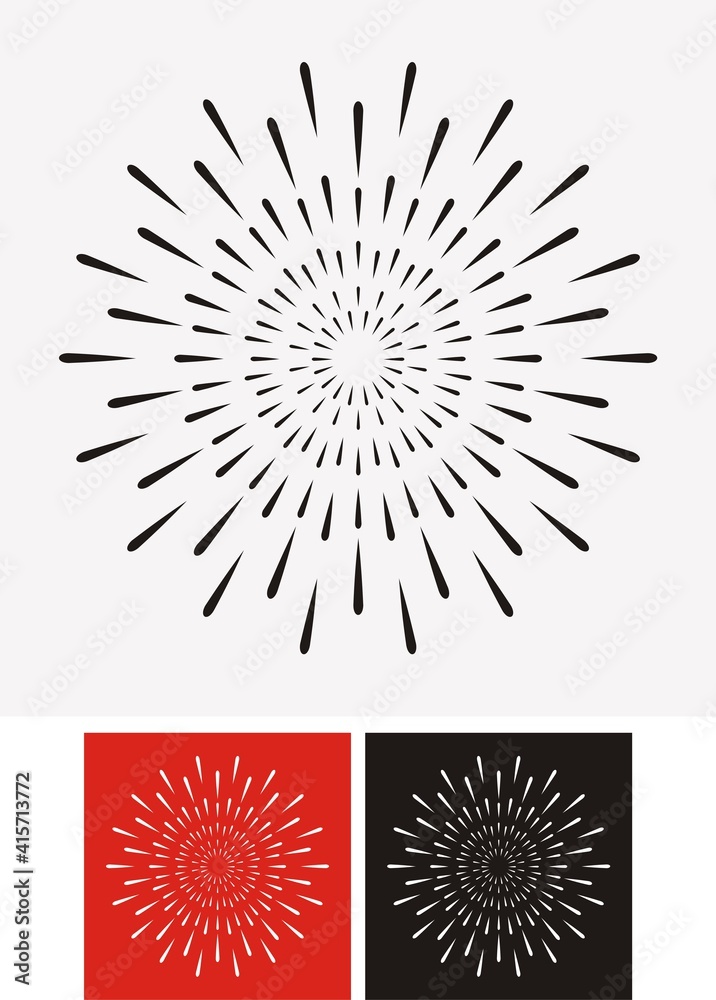 Fototapeta premium Hand drawn sunburst, vintage radial burst, abstract line sunshine vector collection