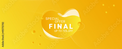 Final Sale Special Offer Banner Template yellow banner. Abstract background modern hipster futuristic graphic for shop or online store marketing promotion.
