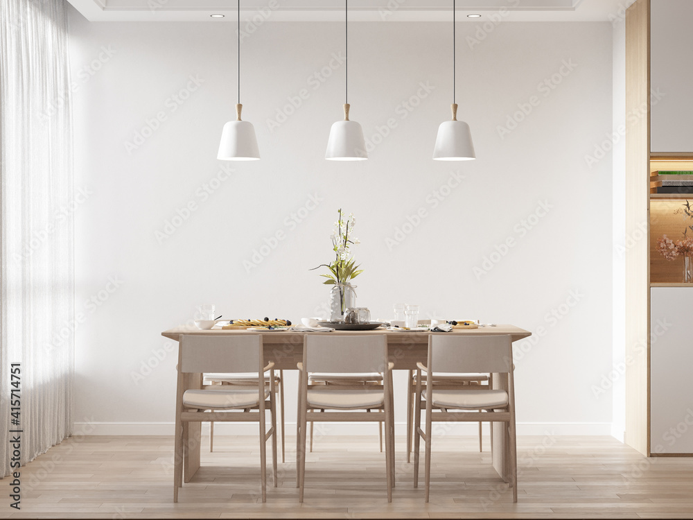 Interior Dining Room Wall Mockup - 3d Rendering, 3d Illustration
Interior Dining Room Wall Mockup - 3d Rendering, 3d Illustration