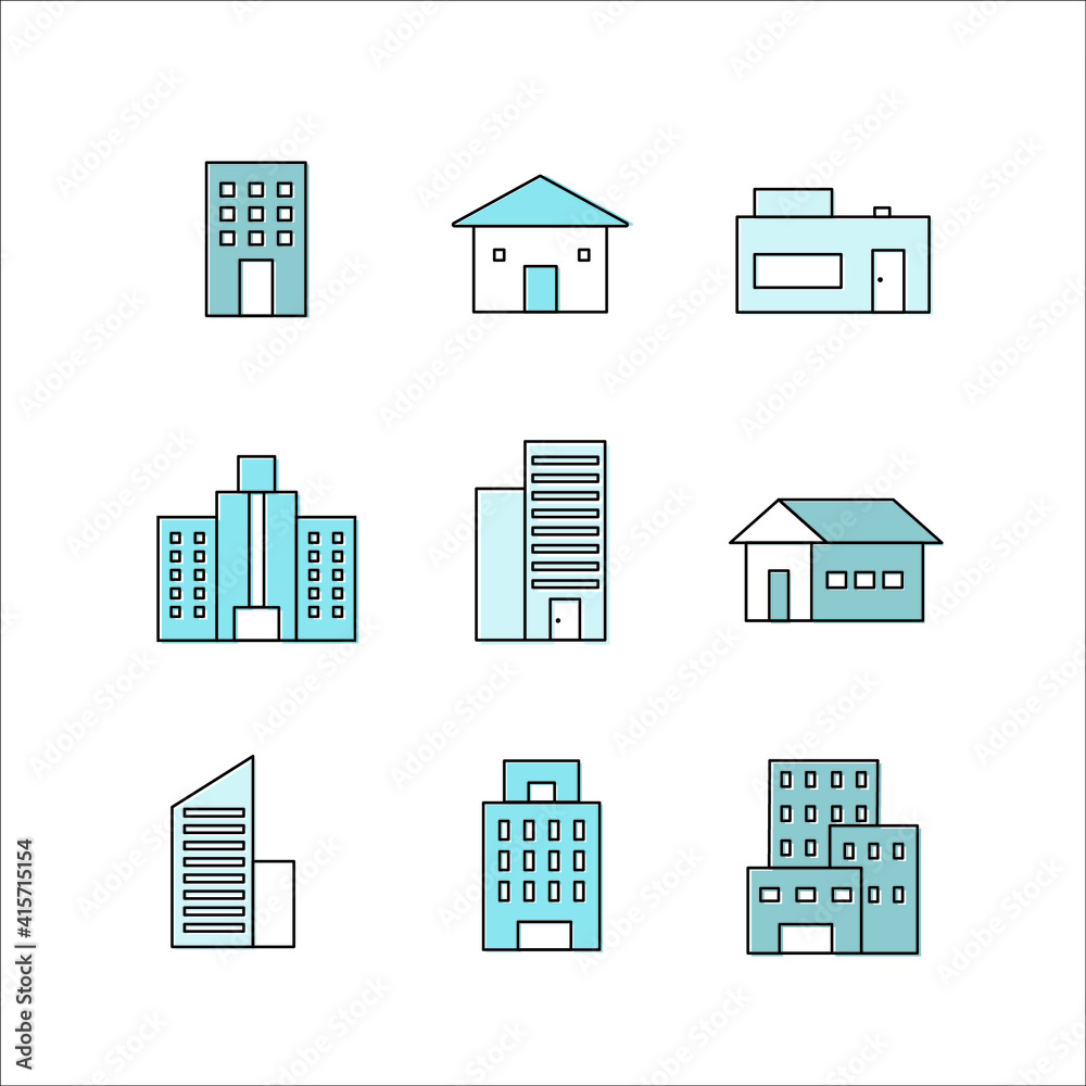 Fototapeta premium flat illustration of city building icon vector, urban set concept for design