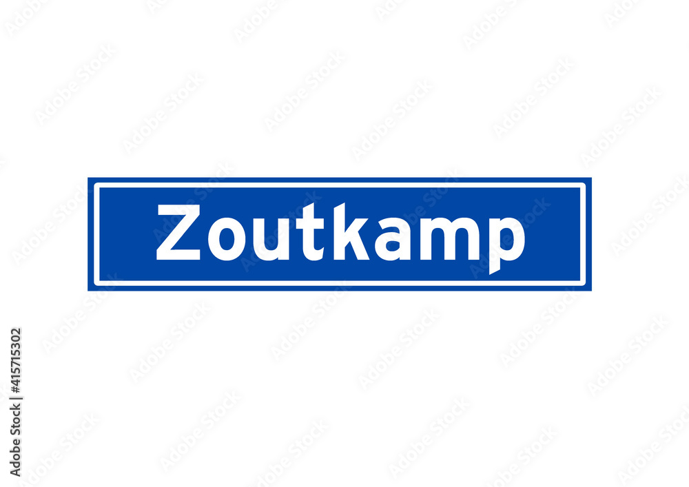 Zoutkamp isolated Dutch place name sign. City sign from the Netherlands.