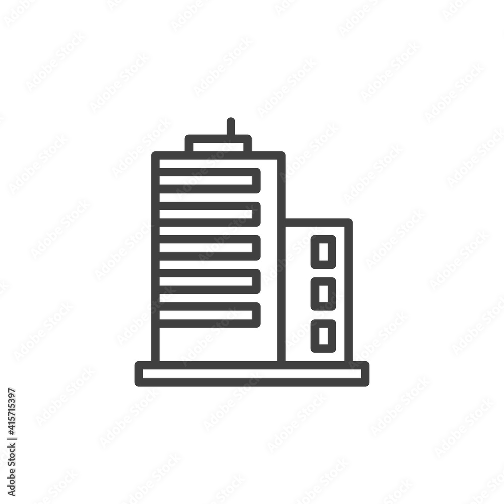 Office building line icon. linear style sign for mobile concept and web design. Skyscraper building outline vector icon. Symbol, logo illustration. Vector graphics Office building line icon. linear style sign for mobile concept and web design. Skyscraper building outline vector icon. Symbol, logo illustration. Vector graphics