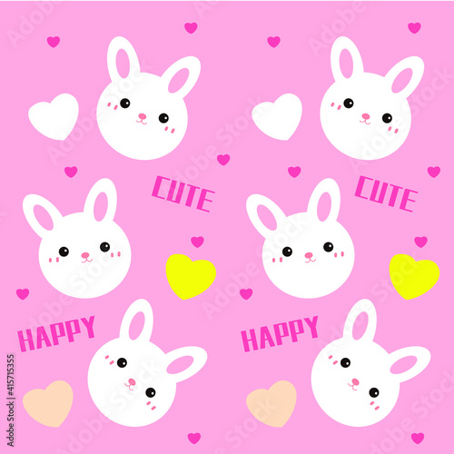 Hand drawn cartoon pink love rabbit round carpet