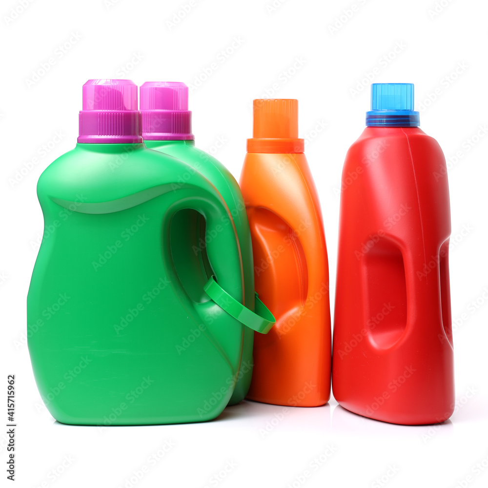 Plastic detergent container on white background Plastic detergent container on white background