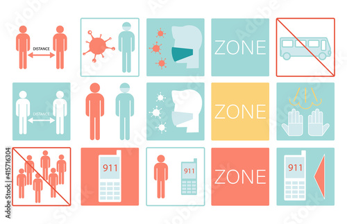 Set of graphic icons. Coronavirus icons. Vketor.