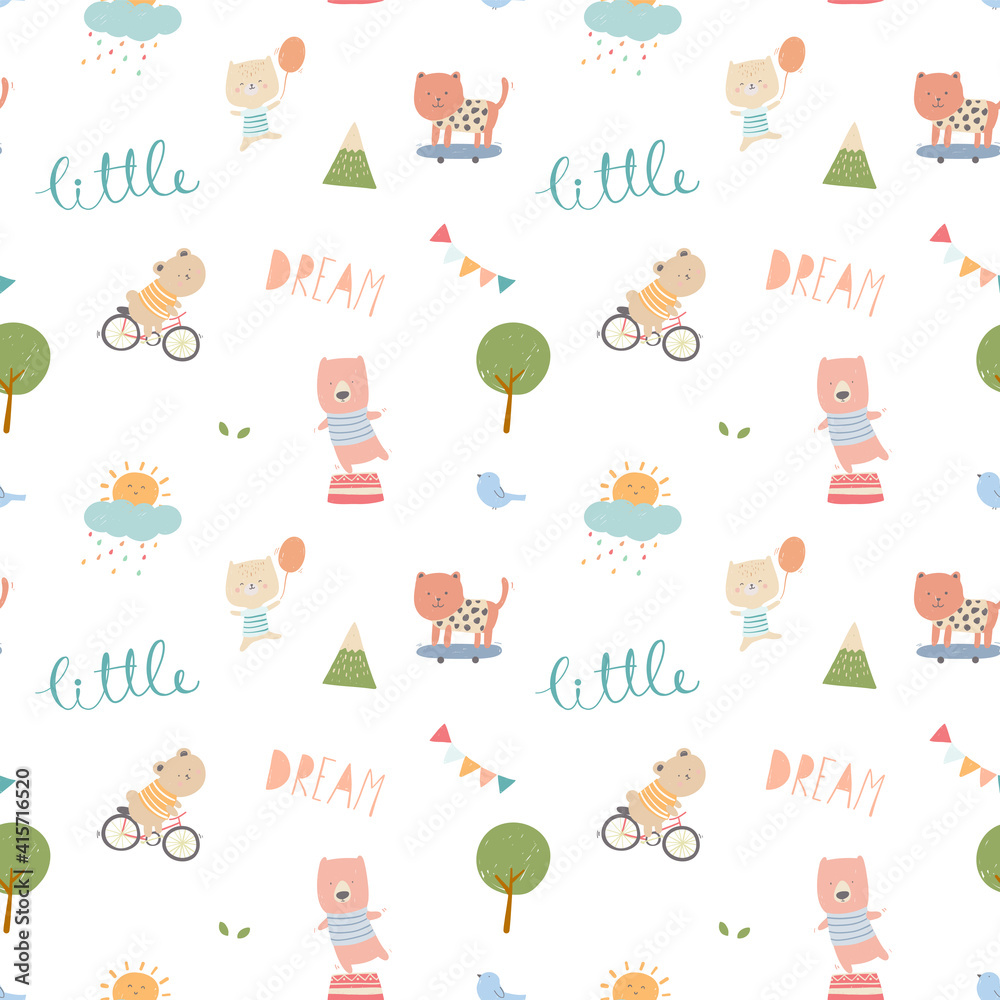 seamless pattern cute animal background