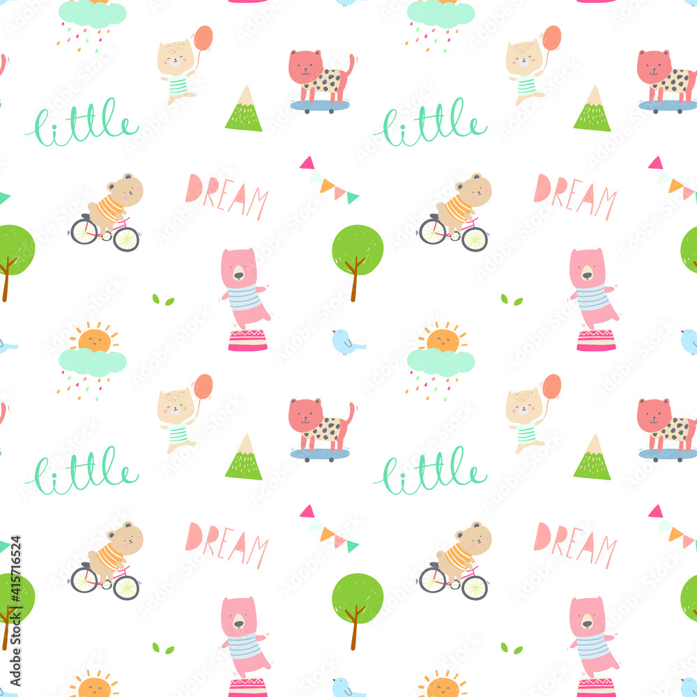 seamless pattern cute animal background