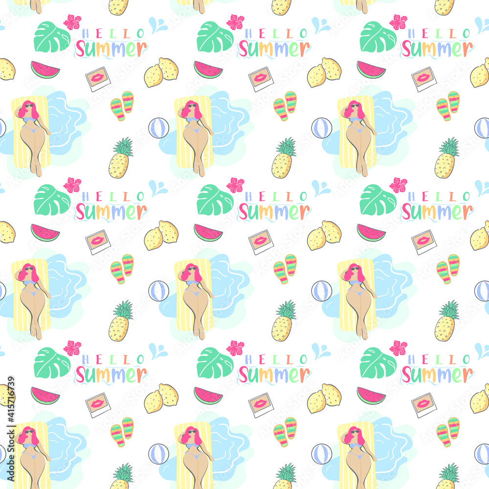 Seamless pattern with summer elements