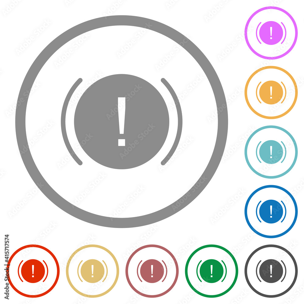 Car dashboard handbrake indicator flat icons with outlines Car dashboard handbrake indicator flat icons with outlines