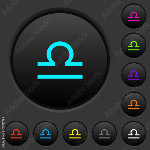 libra zodiac symbol dark push buttons with color icons