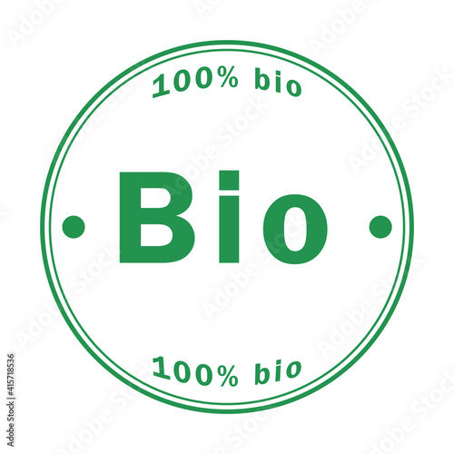 Bio logo. 100% organic product mark. Natural goods without GMOs. Vector