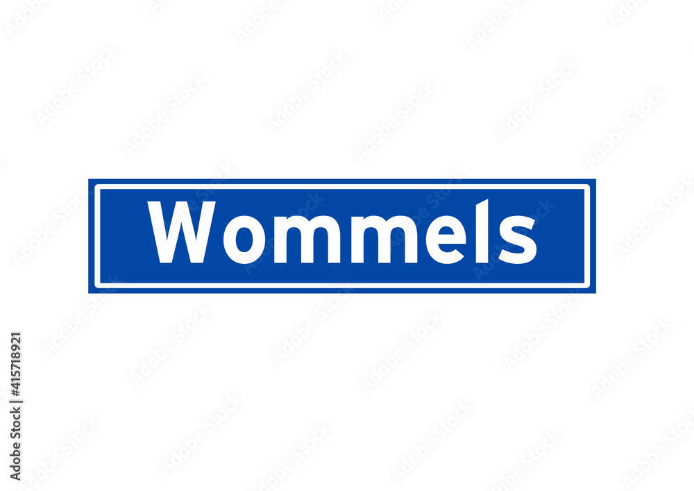 Wommels isolated Dutch place name sign. City sign from the Netherlands.