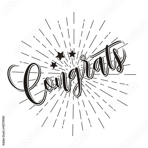 congrats -lettering vector on sunburst background