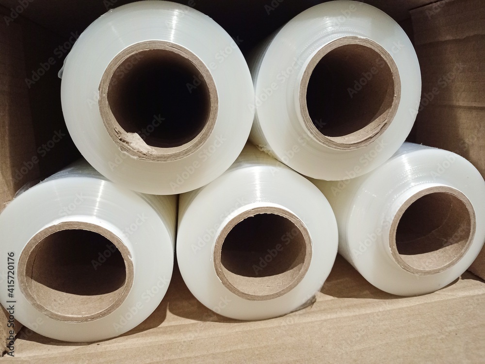 Stretch film in rolls. Wrapping film in rolls. Stretch film in rolls. Wrapping film in rolls.