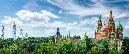 Photography Panoramic view of Moscow Kremlin and St Basil's Cathedral, Russia