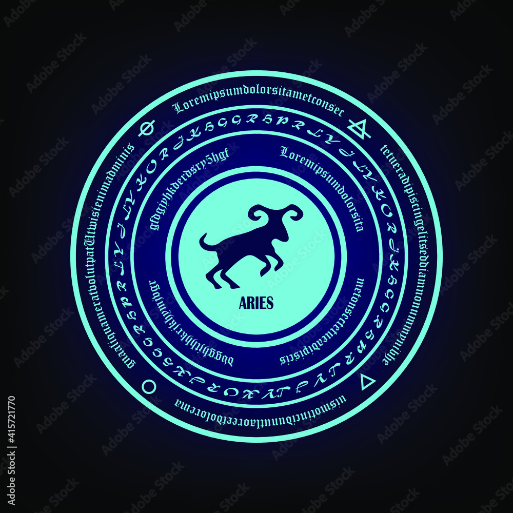 Aries vector illustration with a magic ring looks energetic. Aries vector illustration with a magic ring looks energetic.