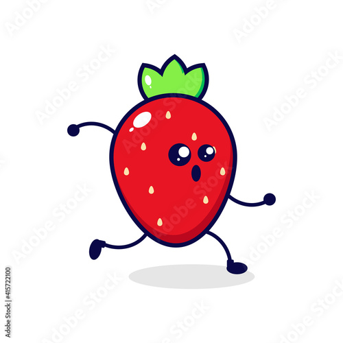 Strawberry run cute character illustration