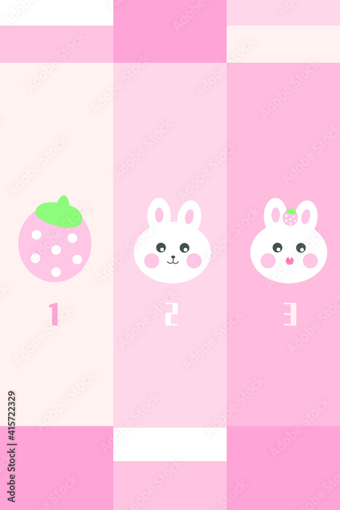 Cartoon rabbit strawberry pink small fresh girl door curtain vector design Cartoon rabbit strawberry pink small fresh girl door curtain vector design