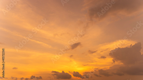 Colorful sunset. Natural sky background texture, beautiful color. Sunset landscape in the sky after sunset. Beautiful view of sky with clouds at sunrise