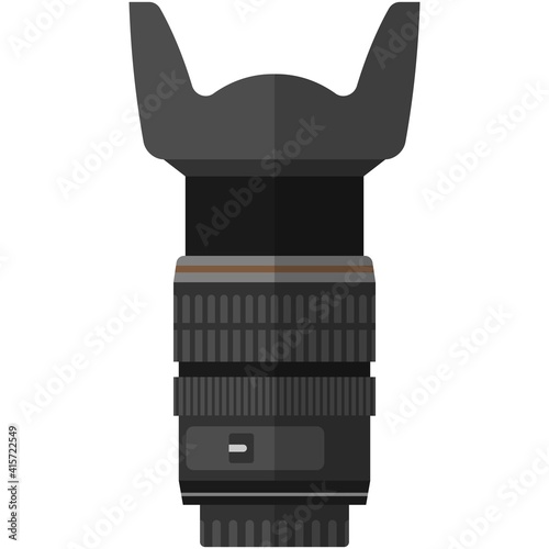 Camera zoom lens side view isolated vector isolated on white