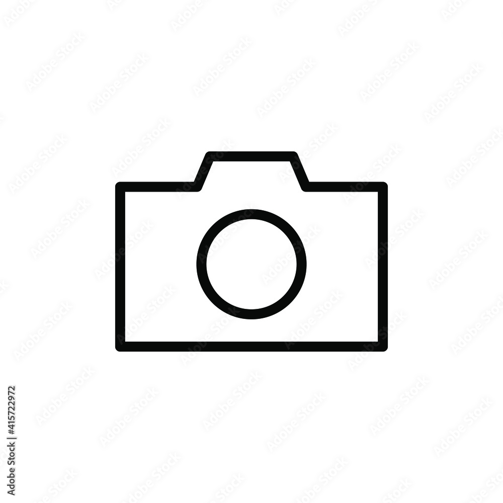 Camera icon symbol. Photograph sign. Simple flat shape logo. Black outline silhouette isolated on white background. Vector illustration image. Camera icon symbol. Photograph sign. Simple flat shape logo. Black outline silhouette isolated on white background. Vector illustration image.