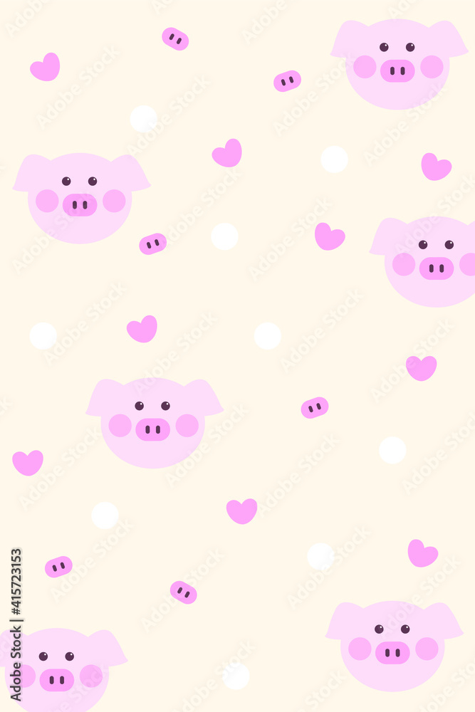 Cartoon pig head curtain vector design