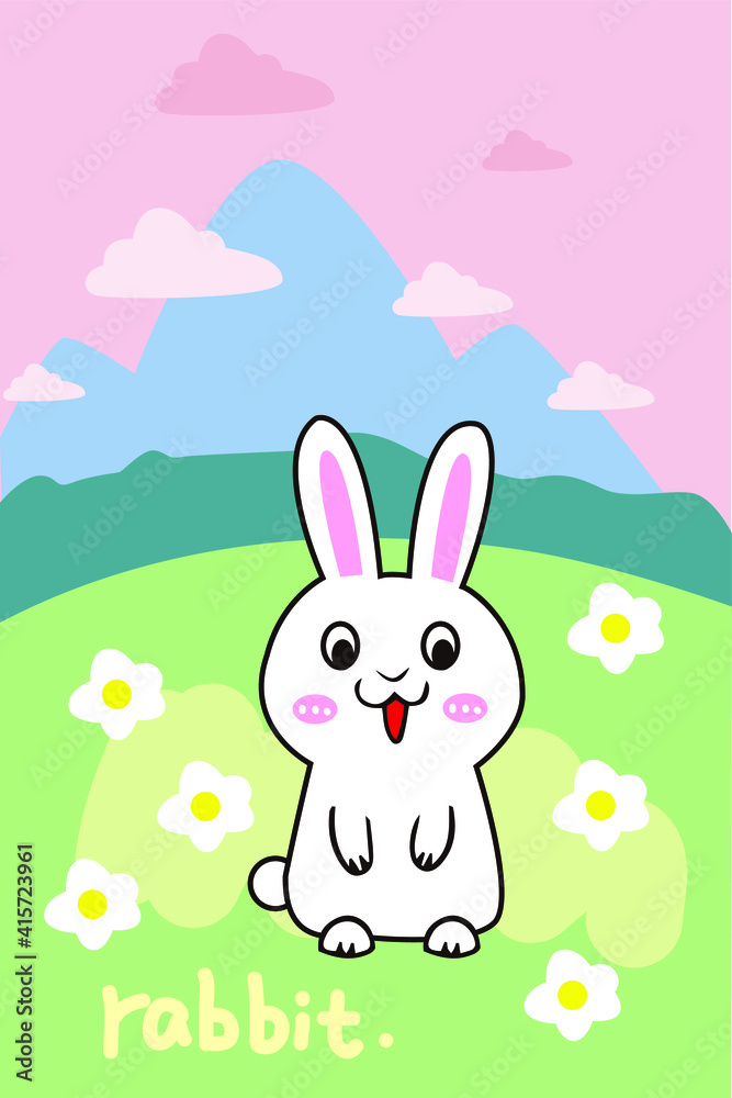 Cartoon landscape bunny strip carpet vector design illustration Cartoon landscape bunny strip carpet vector design illustration