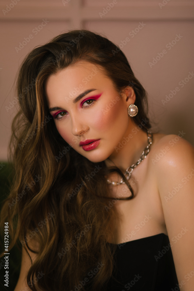Close up portrait of young beautiful woman with creative holiday makeup. Close up portrait of young beautiful woman with creative holiday makeup.