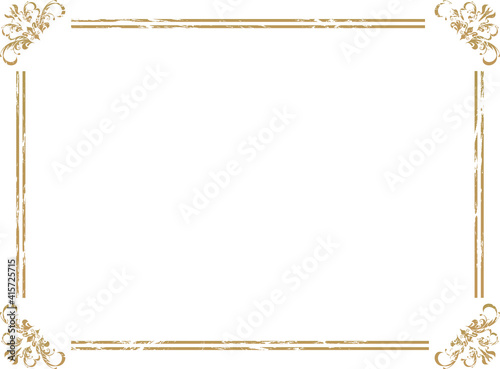 アンティークなカリグラフィーの枠素材(横)