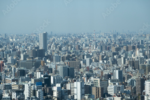 Residential area in Tokyo seen from above 