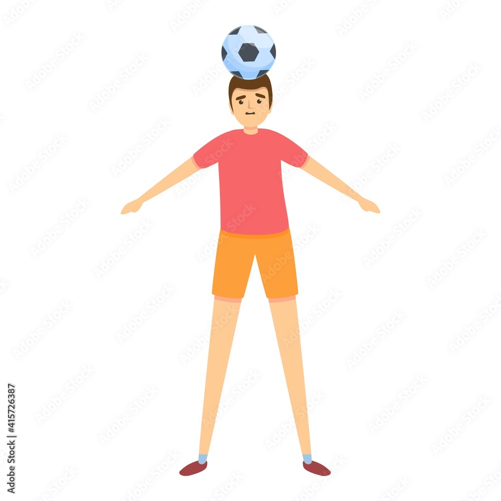 Boy head play soccer icon. Cartoon of boy head play soccer vector icon for web design isolated on white background