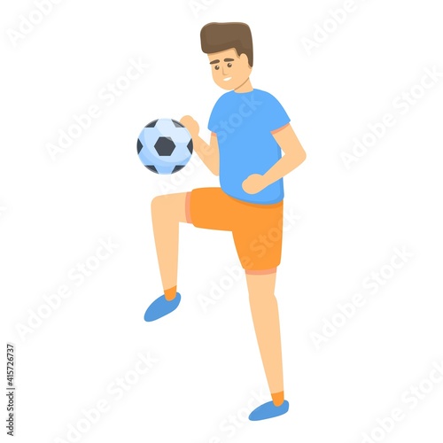 Children juggles ball soccer icon. Cartoon of children juggles ball soccer vector icon for web design isolated on white background