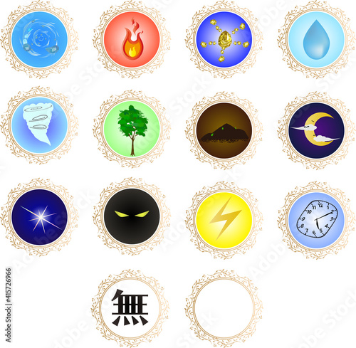 キャラクター・ゲームの属性アイコンセット