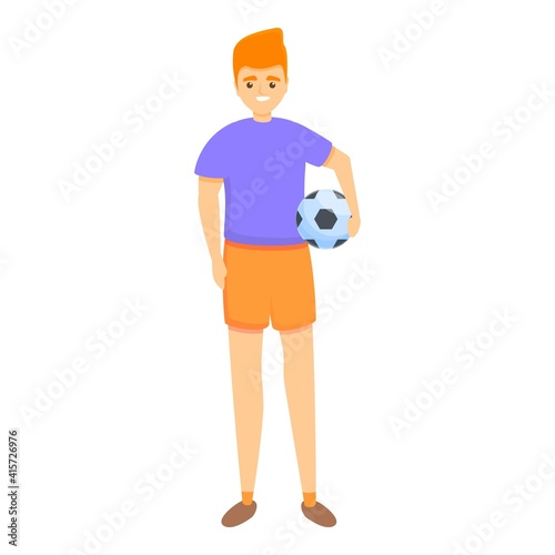 Kid take soccer ball icon. Cartoon of kid take soccer ball vector icon for web design isolated on white background