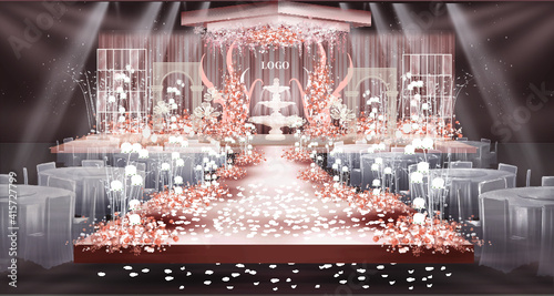 Pink beautiful wedding stage design