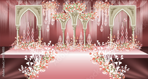 Pink wedding stage design