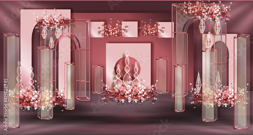 Pink wedding scene layout design