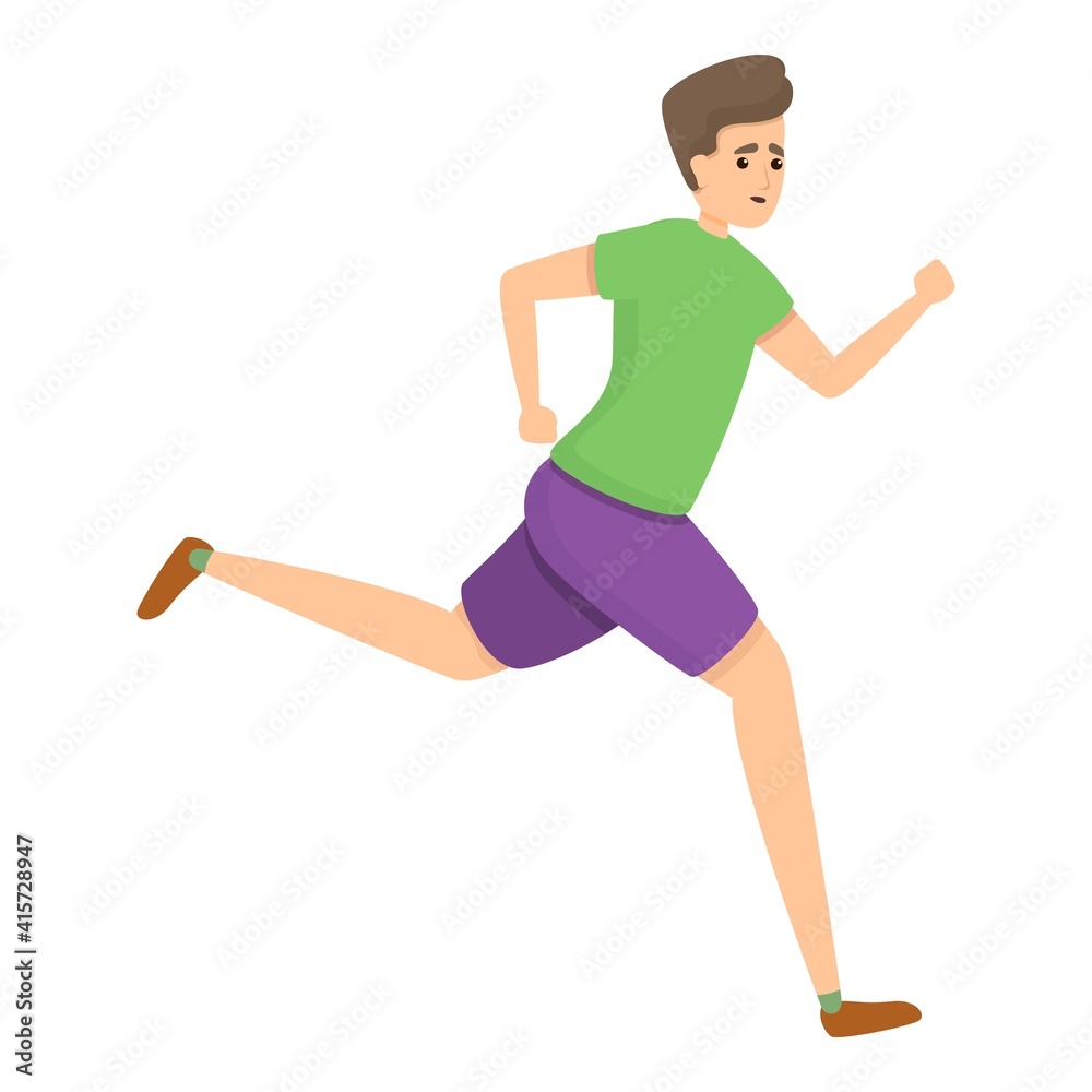 Boy running icon. Cartoon of boy running vector icon for web design isolated on white background