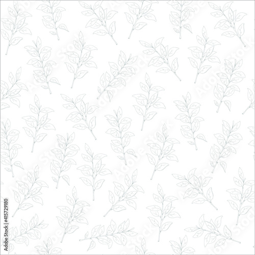 Seamless leaf pattern. Black and white sketch background