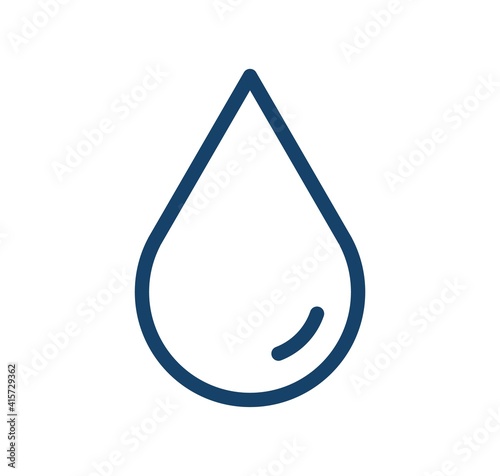 Simple icon in line art style of clean droplet of rain or raindrop. Single drop of water isolated on white background. Symbol of precipitation and humidity. Linear flat contoured vector illustration