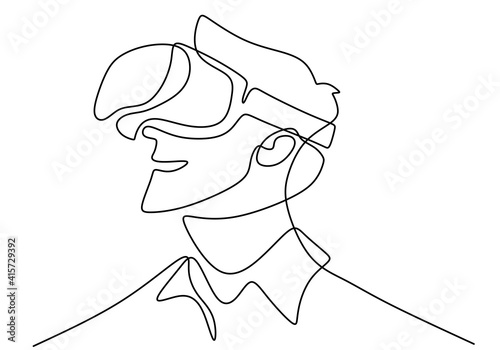 Young man wearing VR glasse...