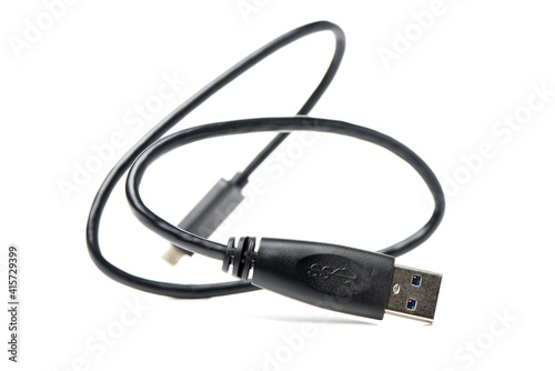 external hard drive usb cable on the white background