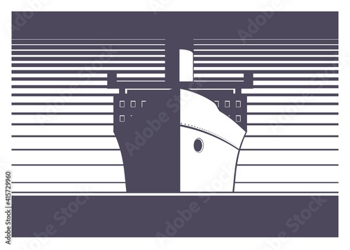 A sailing ship. Simple flat illustration.