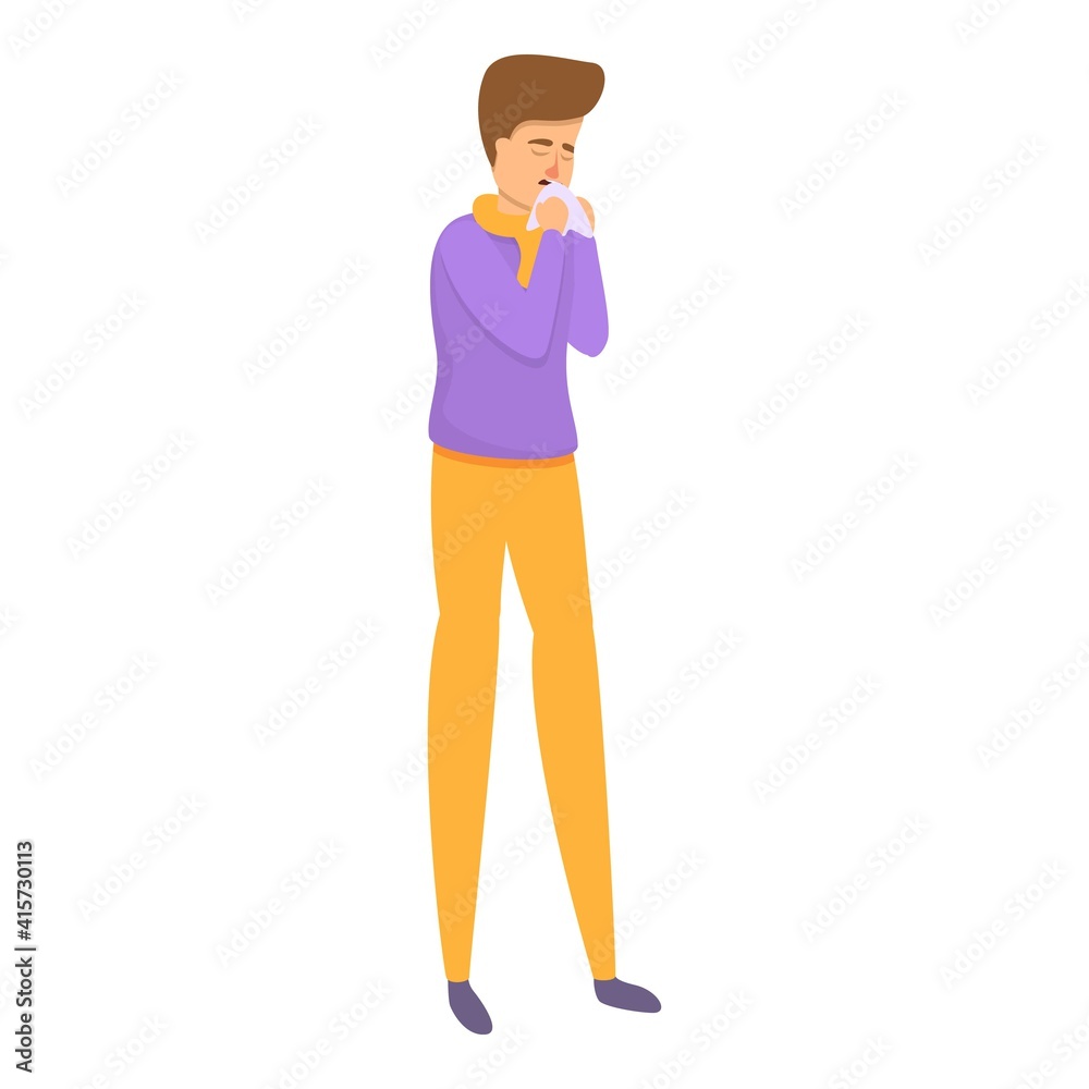 Man seasonal allergy icon. Cartoon of man seasonal allergy vector icon for web design isolated on white background Man seasonal allergy icon. Cartoon of man seasonal allergy vector icon for web design isolated on white background