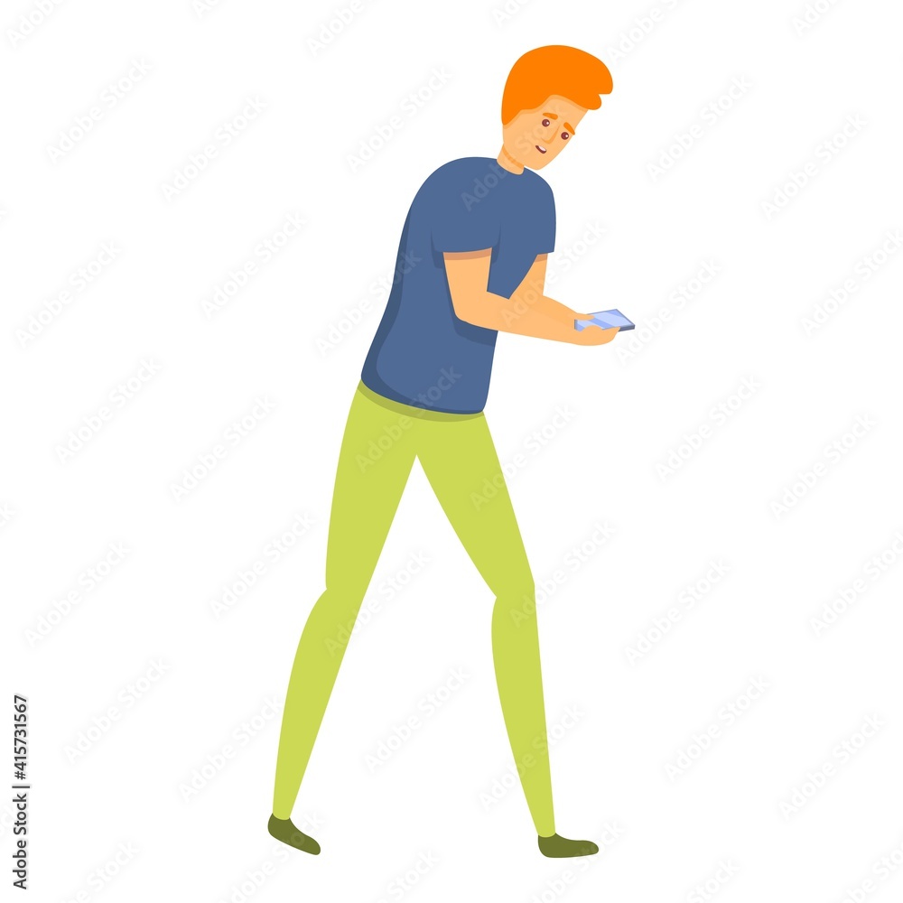 Careless young boy phone icon. Cartoon of careless young boy phone vector icon for web design isolated on white background Careless young boy phone icon. Cartoon of careless young boy phone vector icon for web design isolated on white background