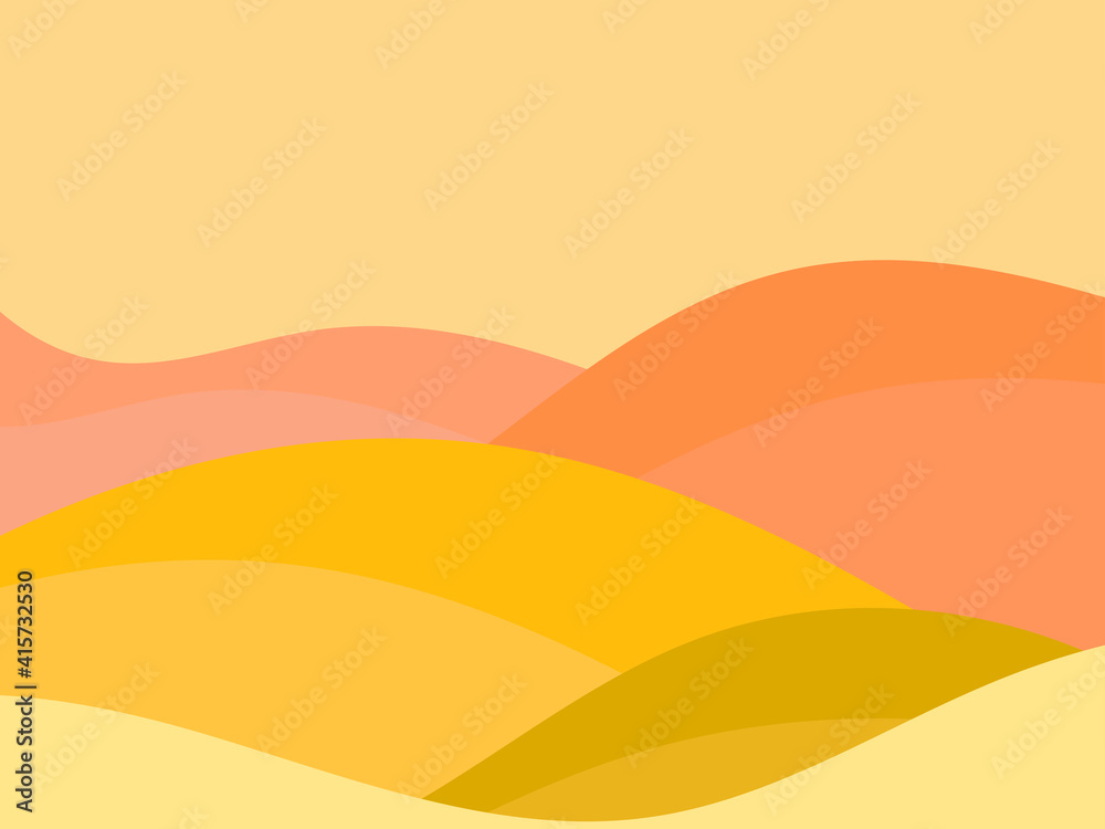 Desert landscape with dunes in a minimalist style. Flat design. Boho decor for prints, posters and interior design. Mid Century modern decor. Vector illustration Desert landscape with dunes in a minimalist style. Flat design. Boho decor for prints, posters and interior design. Mid Century modern decor. Vector illustration