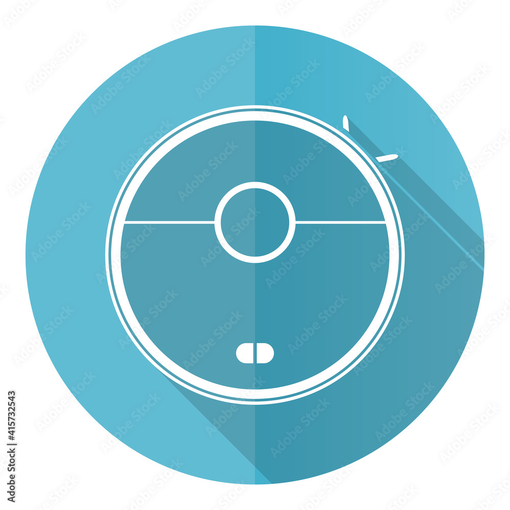Robot vacuum cleaner blue icon, flat design vector illustration in eps 10 for webdesign and mobile applications Robot vacuum cleaner blue icon, flat design vector illustration in eps 10 for webdesign and mobile applications
