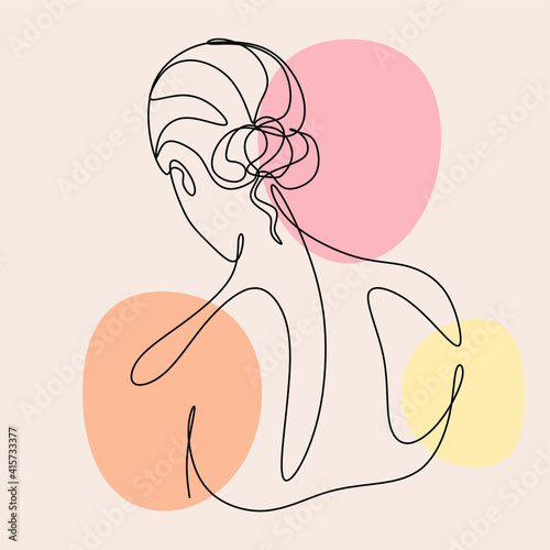 Abstract line female back contour decorative painting