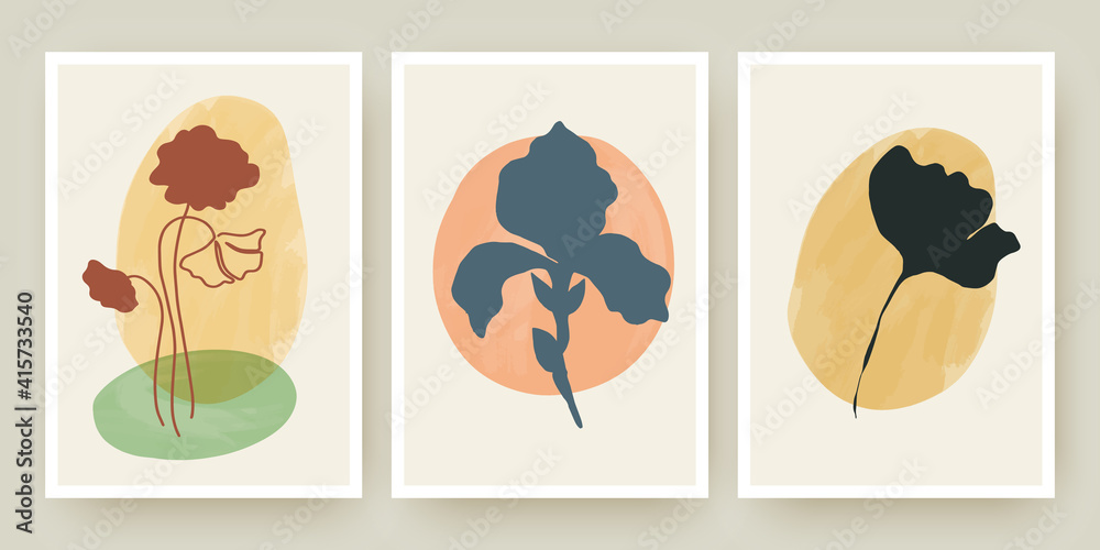 Botanical wall art posters vector templates set Botanical wall art posters vector templates set