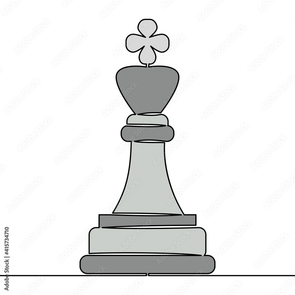 Flat continuous line Chess king Strategy concept Flat continuous line Chess king Strategy concept